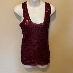 Max Studio Deep Red Sequin Tank Top